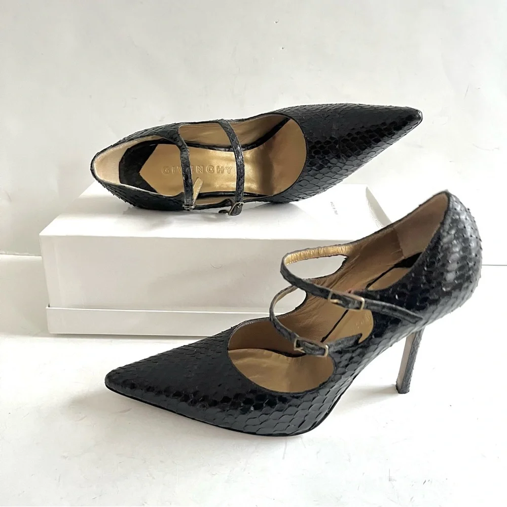 Givenchy black python Mary Jane heels 37.5
